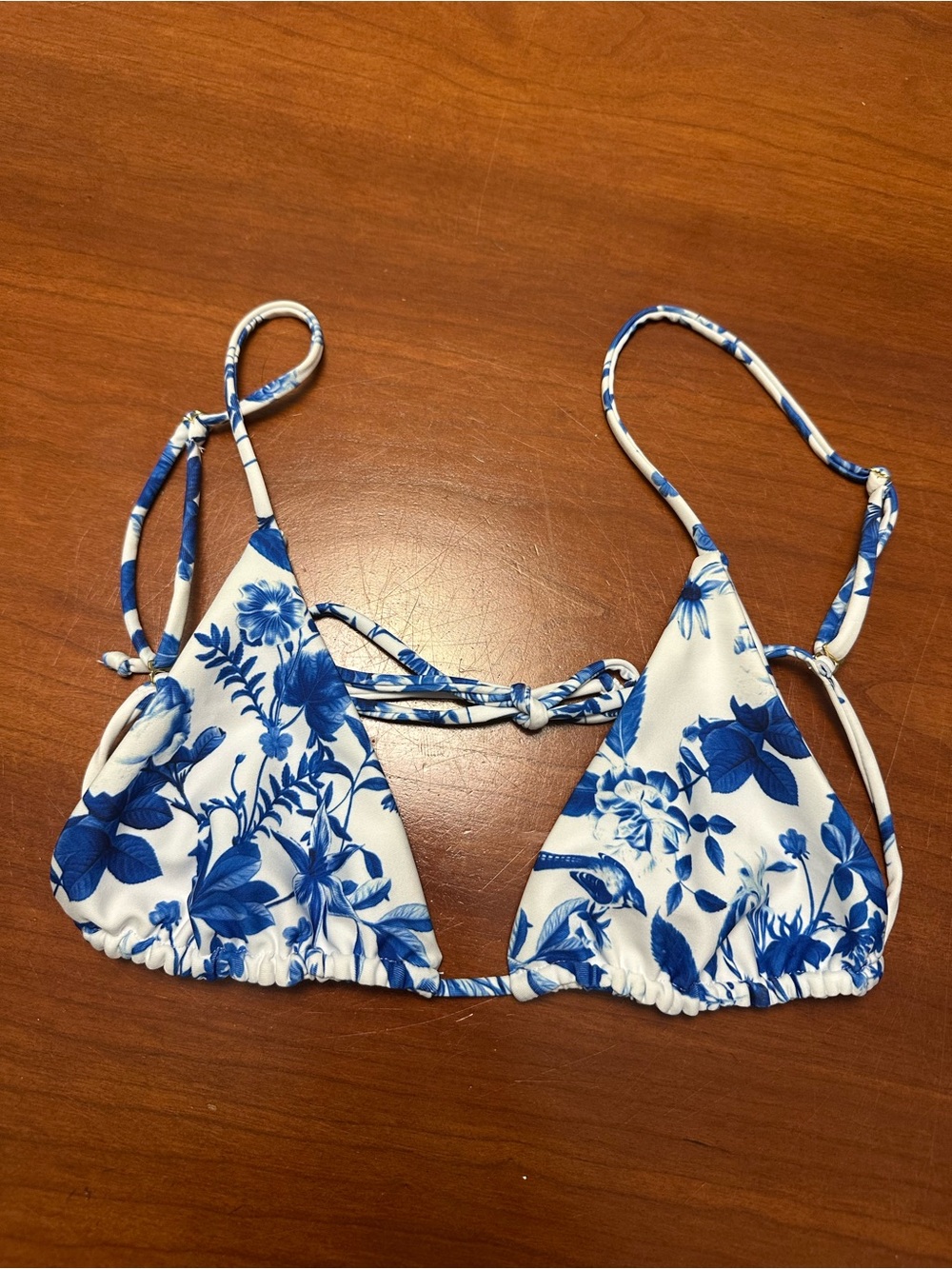 Skatie Ella Bikini Top- Blue and White Floral